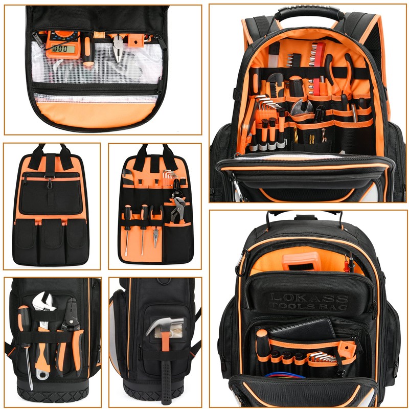 Backpack Tool Bag Heavy Duty, Electrician Tool Backpacks for Men