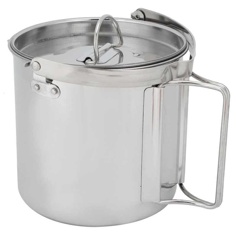 1.2L Outdoor Portable Camping Hiking Stainless Steel Hanging Water Pot