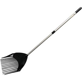MLTOOLS Gardening Rake Shovel Sieve 3-in-1 Garden Tools, No Bend Weed Puller or Leaf Rake for Lawn, Yard, Pool, Stable, Extendable Mulch Muck Rake Telescopic Handle, Angled Pitch Fork Tines R8279-EXT