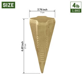 ZELARMAN Diamond Splitting Wedge, 4 lb Wood Splitting Tool, Heavy Duty 4-Direction Steel Splitter for Tree Felling, Wood Chopping, Land Management, Orange