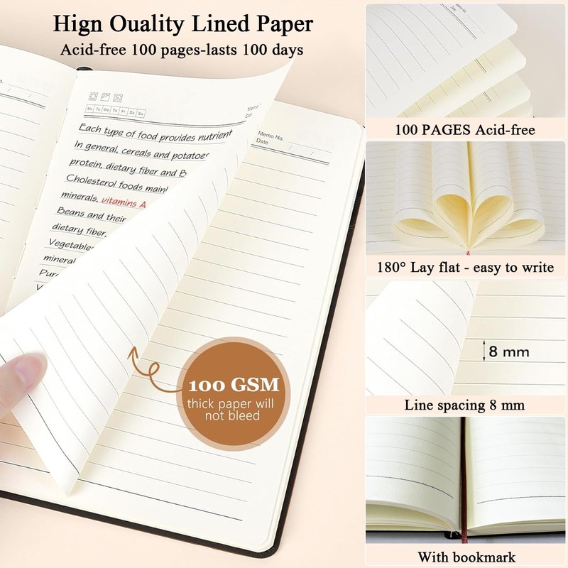 Senshuomy A5 Notebook,Hardback Note Book,2025 Diary,PU Leather Journal Notepad with