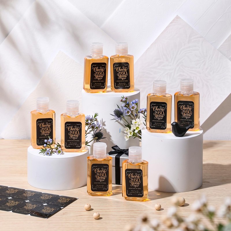 50 Sets 60th Party Favors Empty Hand Sanitizer Bottles