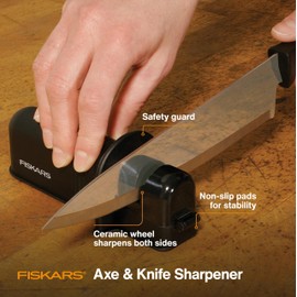 Fiskars Axe and Knife Blade Sharpener - Outdoor and Backyard Tools - Black