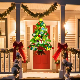 Montessori Felt Christmas Tree for Toddlers, Montessori Christmas Tree Felt with Lights, FeltChristmas Tree Ornaments, Ideal DIY FeltChristmas Tree Set (Green)