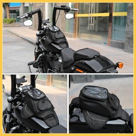 REPAIROCK Universal 6.8'' Motorcycle Tank Bag Backpack Motorbike GPS Bag Magnetic Gas Oil Fuel Tool Saddlebag Oxford Waterproof Black for Honda for Yamaha for Suzuki Auto Replacement Parts
