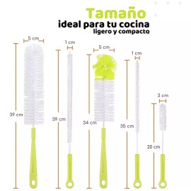 axie Set 5 Cepillo Limpieza Botellas Vasos Biberones Popotes