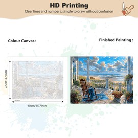 EOBROMD Paint by Numbers Adult Kit with Frame Landscape, DIY Beach peinture a numero adulte Paint by Number on Canvas Crafts, Paint by Numbers for Home Decor 40x30cm