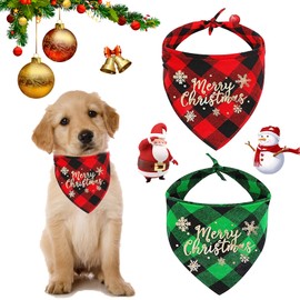 JOKILY 2 Pieces Christmas Pet Bandanas, Neckerchief Dog Scarf, Scarf for Christmas Pet Costume, Triangle Pet Bib for Pet Christmas Costume Decoration Accessories (2B)