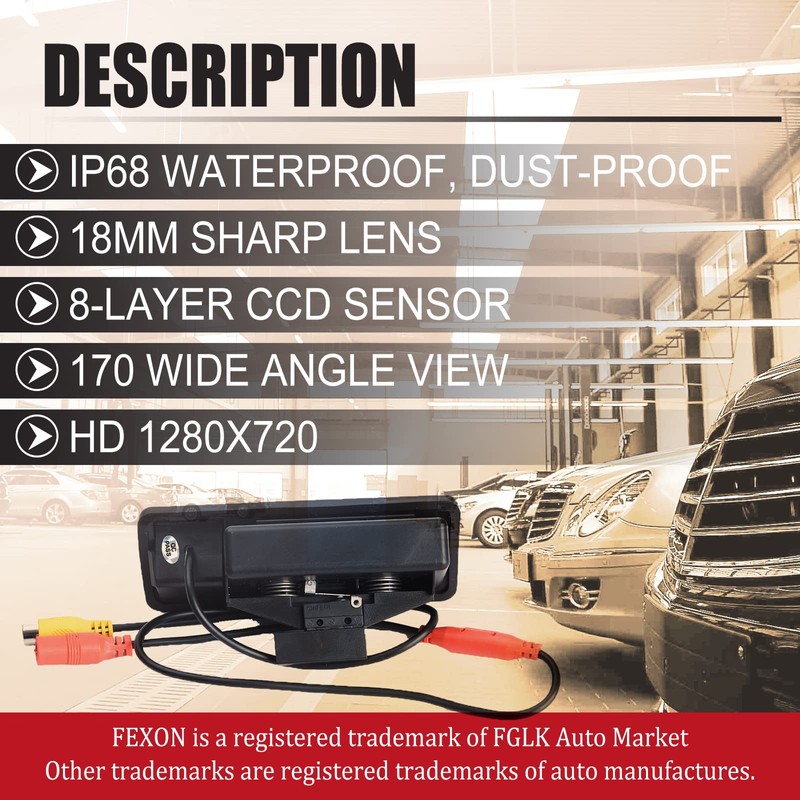 FEXON HD 1080P 30FPS Rear Reversing Backup Camera Waterproof Night