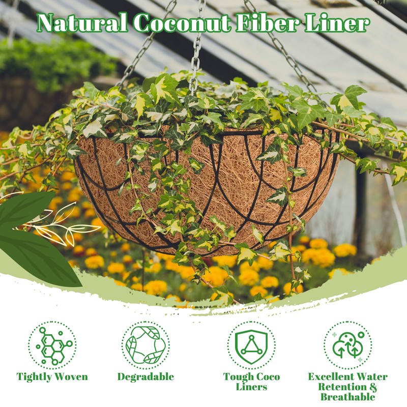 Riare 4 Pack 10 Inch Round Coco Liners Replacement, 100%
