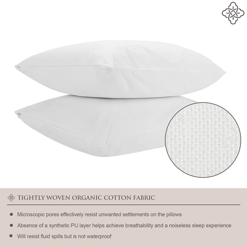 Bioweaves 100% Organic Cotton Breathable Pillow Protectors GOTS Certified with
