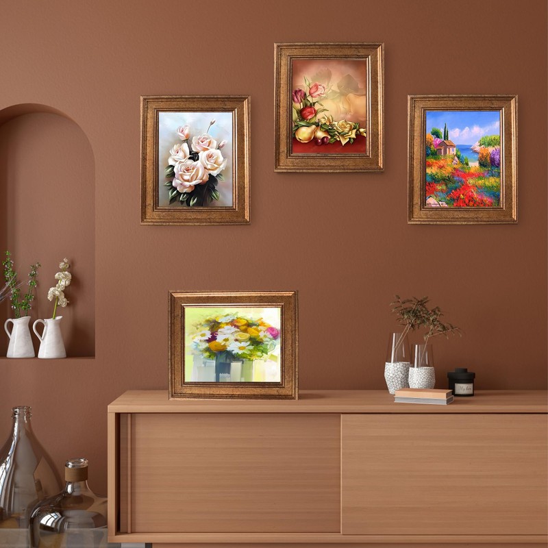 LUCKYLIFE 8x10 Picture Frame Set of 4, Rustic Bronze Picture