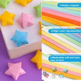 FoDau770 Solid Color Star Paper Strips, 1080 Sheet Origami Star Paper for Art Crafts Gift DIY Project - 10 Colors