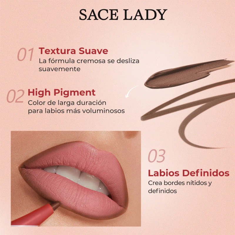Sace Lady Delineador De Labios, Volume Y Alta Pigmentación