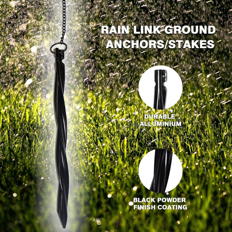 QPQ Rain Chain Ground Anchor Stake, Metal Aluminum, for Outdoor