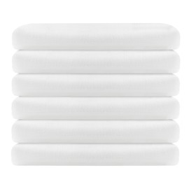 Linteum Textile Supply White Bed Sheets – Soft and Comfortable Spa & Massage Flat Sheets 250 Thread Count Top Sheets for Hotels, Home, Hospitals, Spas & Rental Properties (6 Pack, 66x115 Inches)