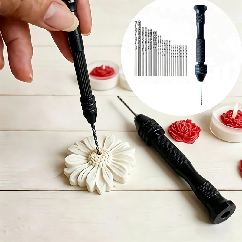 Pin Vise Hand Drill Set for Wax Candles – Manual