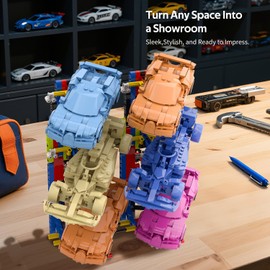 BloxBrix 1 Pack Display Stand For Speed Champion Cars,Upgraded 3-Layer Car Stand Sets,Kitfor Car-Display Compatible With Major Brands,Car Display Building