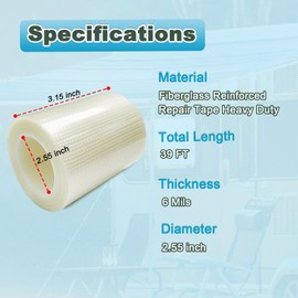 WENSSKKU RV Awning Repair Tape for Canvas and Boat Covers,Tear Repair Patch Kit, Tent Repair Tape for Tarp, RV Awning,Sail Tape etc,Heavy Duty and Waterproof,3.15 inch x 39 FT