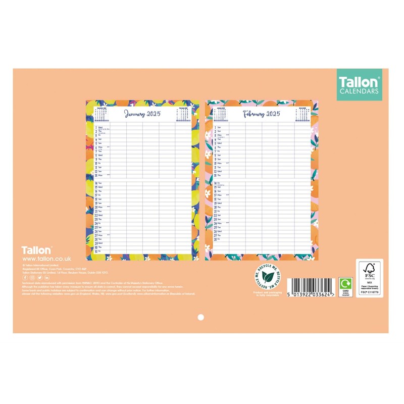 2025 Family Home Planner Oranges & Lemons Design A3 Month