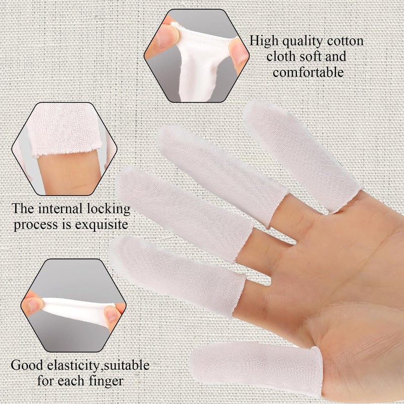 100Pcs Cotton Finger Cots,Finger Bandages Tubular,Thumb Protector,Finger Covers for Flexible