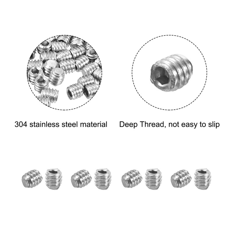 sourcing map 100Pcs Hex Socket Grub Screw, M2x2mm 304 Stainless