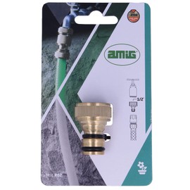 Amig 1/2" Hose Tap Adapter Quick and Easy Connection for Water Hoses Corrosion Resistant and Weather Resistant Brass Matt