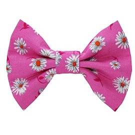 New Dog Bow Tie Bowtie flowers pink summer Cotton Elastic Band attach COLLAR ACCESSORY Handmade UK (Pink flowers LARGE)