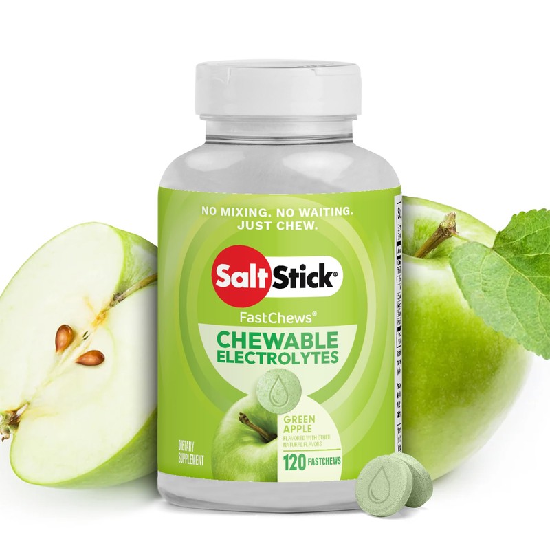 SaltStick Electrolyte FastChews - 120 Tabletas Masticables de Manzana Verde