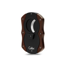 Colibri Cut - Doppel-Guillotine - Zigarrenschneider - Schwarz mit roten Holzakzenten - Federauslöser - Bis zu 62 Ringmaß-Zigarren - Ergonomisches Design - Inklusive Geschenkbox