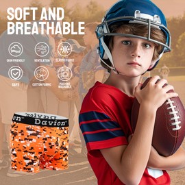 Davion Youth Boys Baseball Cup Underwear with Soft Protective Athletic Cup Compression Shorts for Football, Lacrosse（Orange Camo-XL）