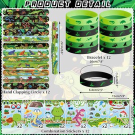 Obussgar Reptile Party Favor Supplies Including Reptile Gift Bags, Stickers, Badges, Bracelets for Kids Birthday Party Supplies