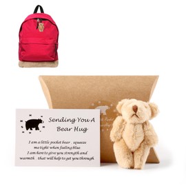 A Little Pocket Bear Hug, Pocket Hug Love Token Anti-Anxiety Tiny Teddy Sending You Thinking Of You Card Fun Worry Bear Cheer Up Get Well Soon Gifts for Friends Family Graduation Birthday, Light Brown