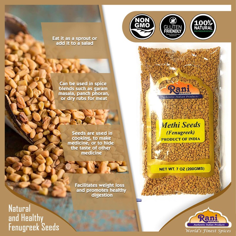 Rani Fenugreek (Methi) Seeds Whole 7oz (200g) Trigonella foenum graecum