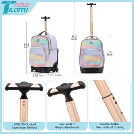 NEW TILAMI 18 Inch Rolling Backpack for kids Adjustable Strap Laptop Backpack Suitcase with Wheels for Girls Boys to School Travel Camping Rolling Backpack, Mood Map