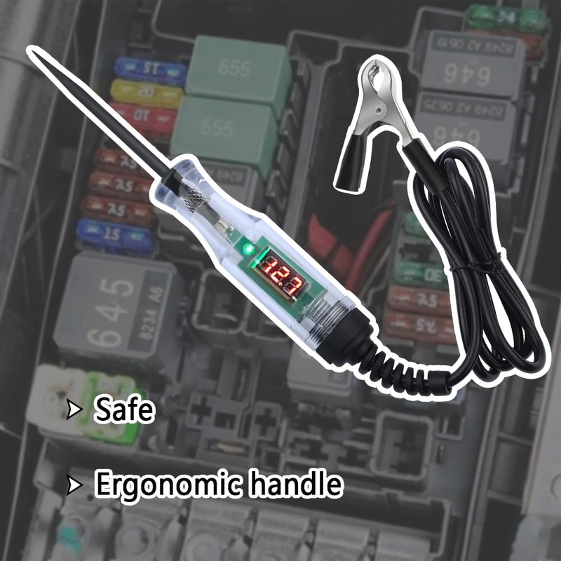 Car Voltage Tester Pen with Alligator Clip,DC 3-48V Test Light