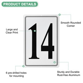 M METERXITY Aluminum Number Sign 14, 11.8 Inch House Numbers and Metal Letters, Parking Spot Letter Signs, Metal Letter Wall Decor for Garden/Door/Mailbox [Black Text On White]