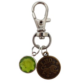 Zodiac Star Sign Birthstone Keyring Lobster Clasp August Peridot Leo