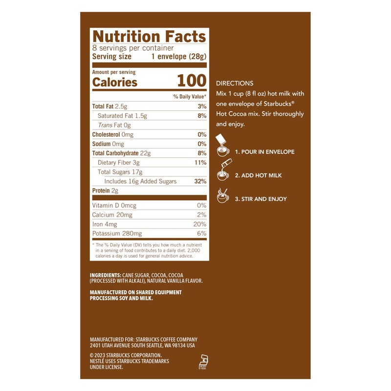 Starbucks Hot Cocoa Mix, Classic, 8 Count (Pack of 6)