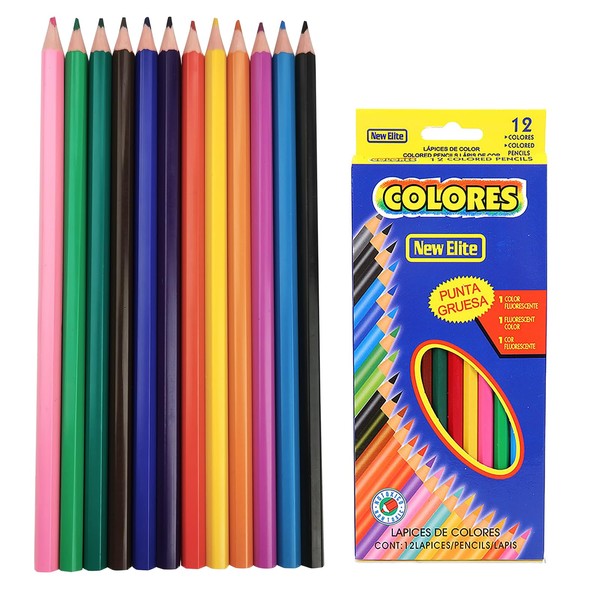 Colouring Pencils Set, Set of 12 Colouring Pencils with Hexagonal