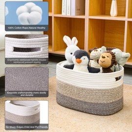 Storage Basket,Woven Baskets for Storage,Large Cotton Rope Baskets for Organizing,decorative Baskets for Shelves,book Basket,Toy Basket or Storage Bins for Living Room (Gradient Brown-1pack)