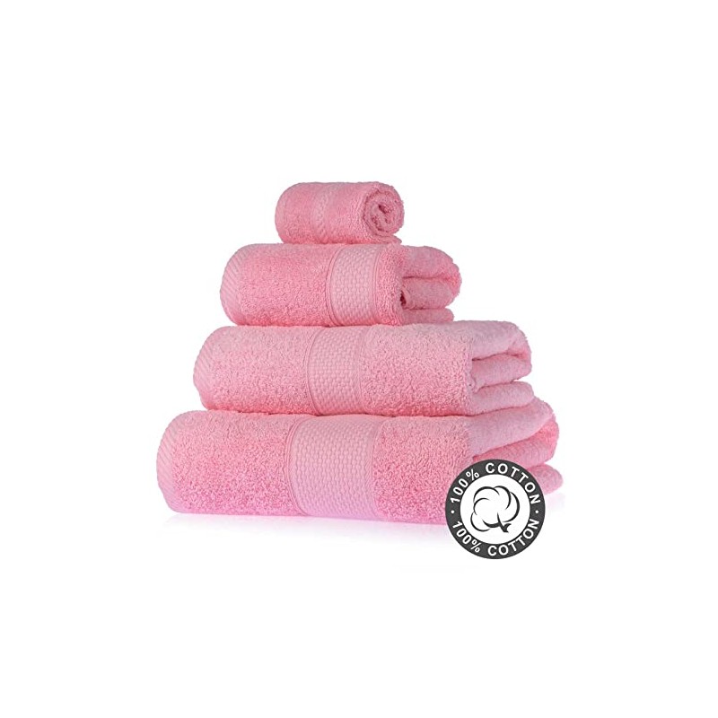 HOMESCAPES Pink Turkish Cotton Bath Towel Super Soft Thick &