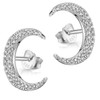Materia SO-412 Women's Moon Stud Earrings 925 Silver Crescent Moon