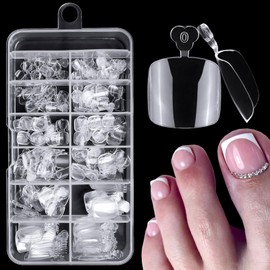 LuckForever 240pc Gel X Toe Nails Tips Short Square Fake Toenails Full Cover Toe Nails Press ons Toenail Clear Soft Gel X Toenails Artificial False Toenail for Gel x Acrylic Toenail Extension