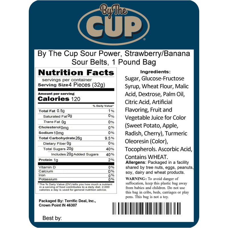 By The Cup Sour Power Strawberry Banana Sour Belts, 1