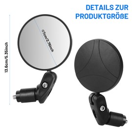 OSIGEI Fahrradspiegel 360-Grad drehbar, Umweltfreundliches & Langlebiges ABS-Material, Universeller Lenkerhalter (17,4-22 mm) für City-Bikes, Mountainbikes, E-Bikes (2 Stück)