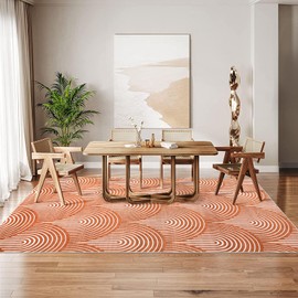 GlowSol Artistic Washable Rugs 9x12 Rug for Living Room Large Rug Arch Rug for Bedroom Modern Rug Non Slip Carpet Country Farmhouse Throw Rugs Stain Resistant Office Rug Classroom Rug 9'x12' Orange