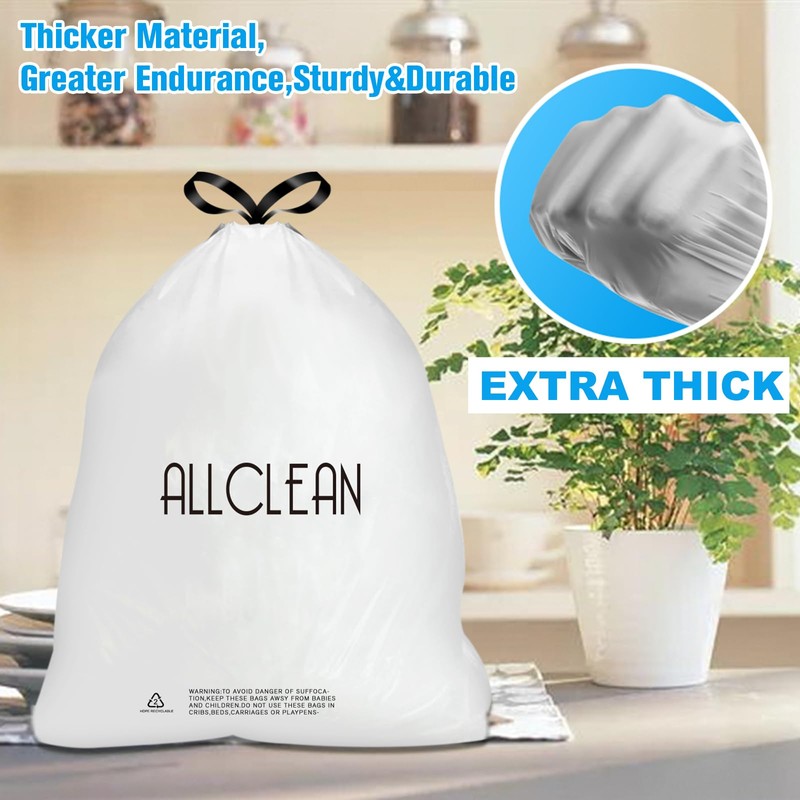 ALLCLEANbags Trash Bags 15 Gallon Tall Kitchen Drawstring Garbage Bags,Fit
