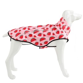 Mile High Life | Dog Raincoat | Adjustable Water Proof Pet Clothes | Lightweight Rain Jacket with Reflective Strip | Easy Step in Closure, Pink Watermelon, Large