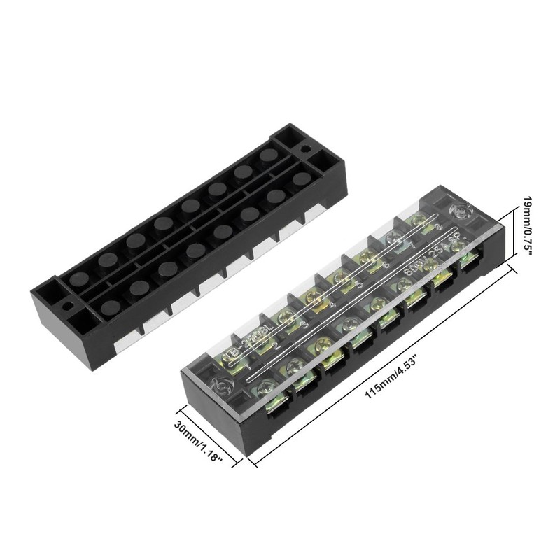 uxcell Dual Rows 8 Positions 600V 25A Wire Barrier Block
